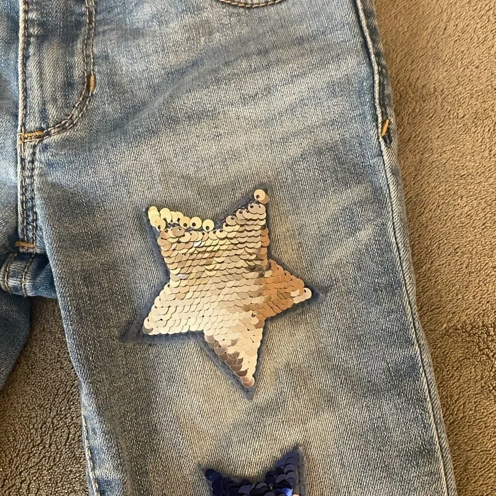 GAP super Skinny Ankle Jeans/Jeggings Sequin Stars size 7 girls *slim*